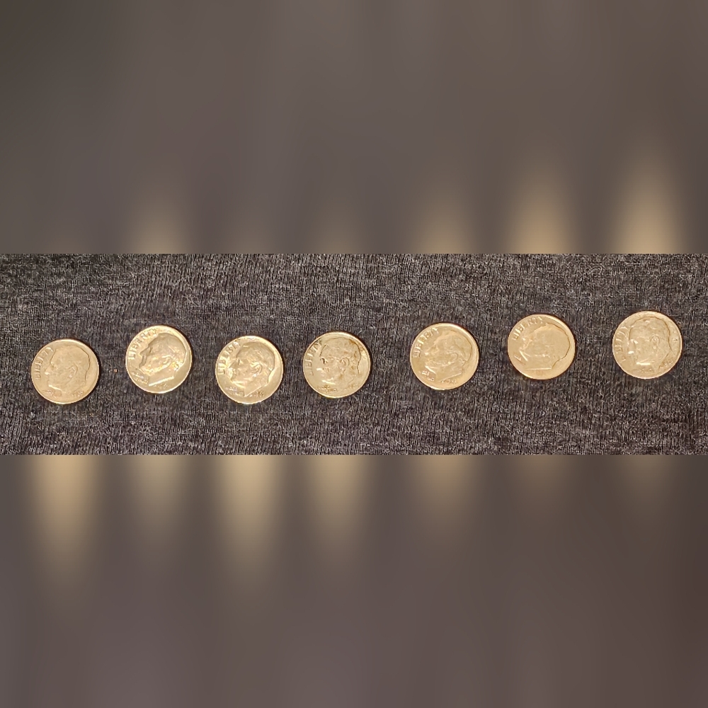 Set of SevenSilver 1967 U.S. Dime Coins